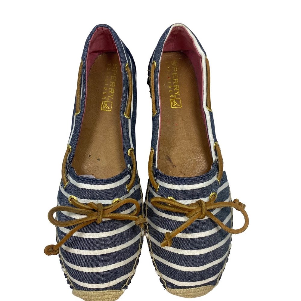 Sperry Top-Sider Blue & White Striped Espadrille Moccasins 11M - Picture 3 of 12